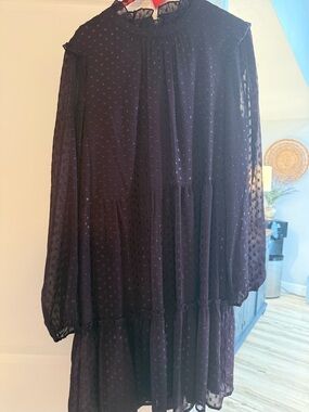 Harper Black Swiss Dot Tiered Mini Skirt